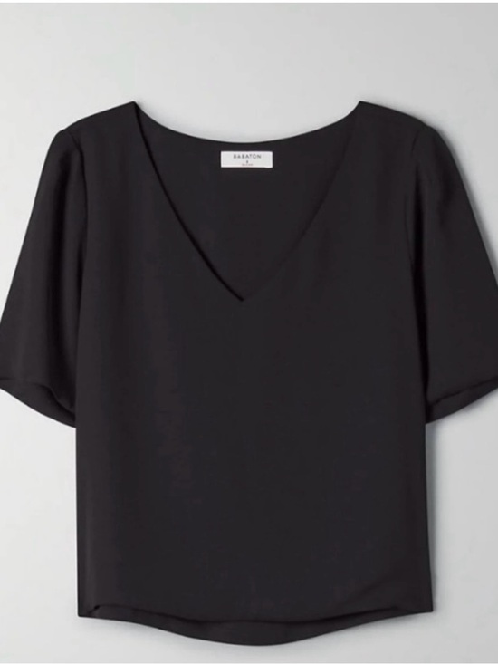Babaton Tops - Babaton Randy Black V-Neck Short Sleeve Blouse